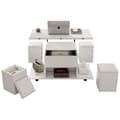 Miniatyrbild 10 av 11: Lyftbart multifunktionellt soffbord – Vitt 2-i-1 bord med förvaring, modern design för vardagsrum, kontor eller matplats