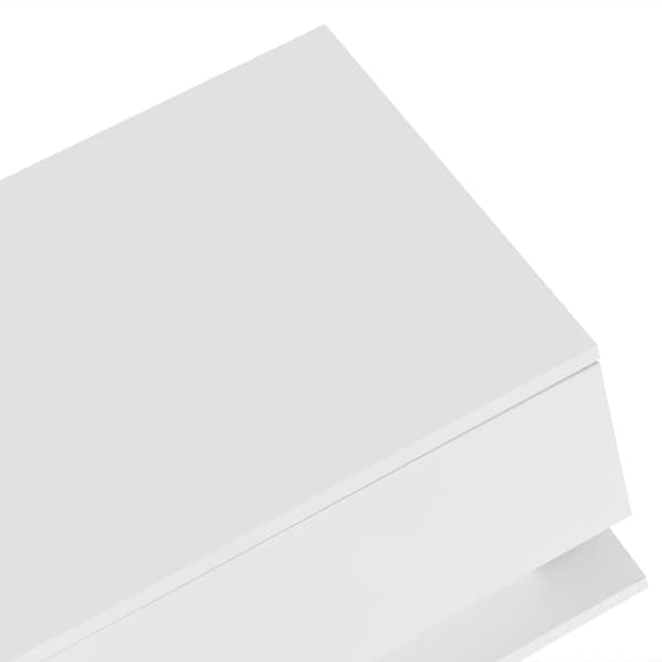 Högblank vit soffbord 100x50x32 cm med glasplatta, låda, LED-belysning, reptålig – modern stil