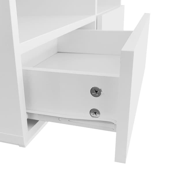 Moderne sofabord - med variabel LED og 2 skuffer - hvid
