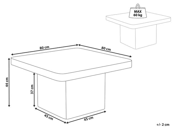 Sofabord Beige MDF-topp i Finér Steinlignende Understell 80 x 80 cm Moderne Design Stue