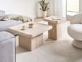 Miniatyrbilde 4 av 8: Sofabord Beige MDF-topp i Finér Steinlignende Understell 80 x 80 cm Moderne Design Stue