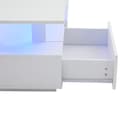 Miniatyrbild 11 av 11: Vit LED-soffbord med förvaring, rektangulärt vardagsrumsbord i akryl med dubbel hylla, Bluetooth-appstyrning
