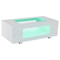 Miniatyrbillede 6 af 11: Hvidt LED sofabord med Bluetooth App Kontrol, Moderne Sofabord med Opbevaring, Rektangulært Stuebord med Belysning