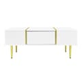 Miniatyrbild 3 av 11: Vit soffbord i högblank finish – modern och stilren design med 2 förvaringslådor, perfekt för vardagsrum