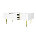 Miniatyrbild 4 av 11: Vit soffbord i högblank finish – modern och stilren design med 2 förvaringslådor, perfekt för vardagsrum