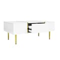 Miniatyrbild 6 av 11: Vit soffbord i högblank finish – modern och stilren design med 2 förvaringslådor, perfekt för vardagsrum