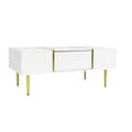 Miniatyrbild 7 av 11: Vit soffbord i högblank finish – modern och stilren design med 2 förvaringslådor, perfekt för vardagsrum