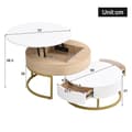 Miniatyrbild 4 av 11: 2-delat satsbord i guld – Soffbord med uppfällbar bordsskiva och 2 lådor, sidobord med förvaring, modern design