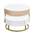 Miniatyrbild 10 av 11: 2-delat satsbord i guld – Soffbord med uppfällbar bordsskiva och 2 lådor, sidobord med förvaring, modern design