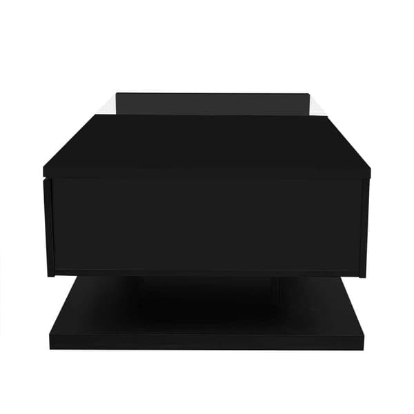 Sofabord i sort højglans med glas og LED-belysning – Moderne stuebord / sidebord med lyseffekt