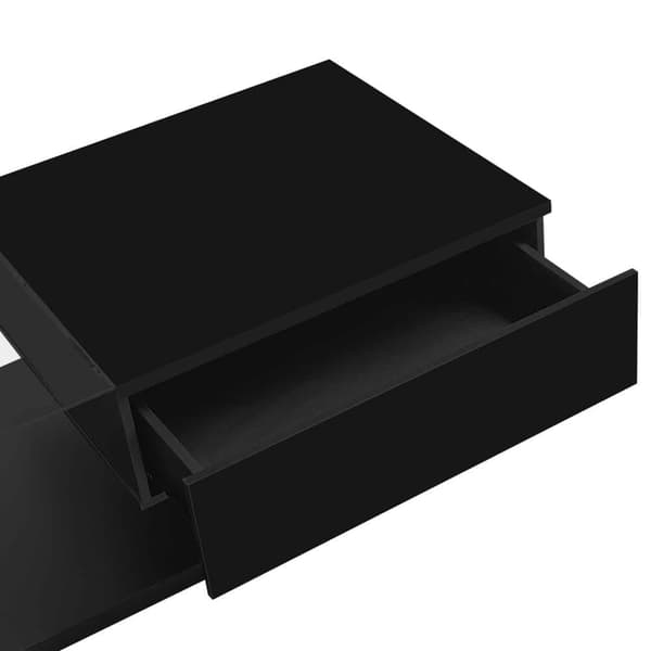 Sofabord i sort højglans med glas og LED-belysning – Moderne stuebord / sidebord med lyseffekt