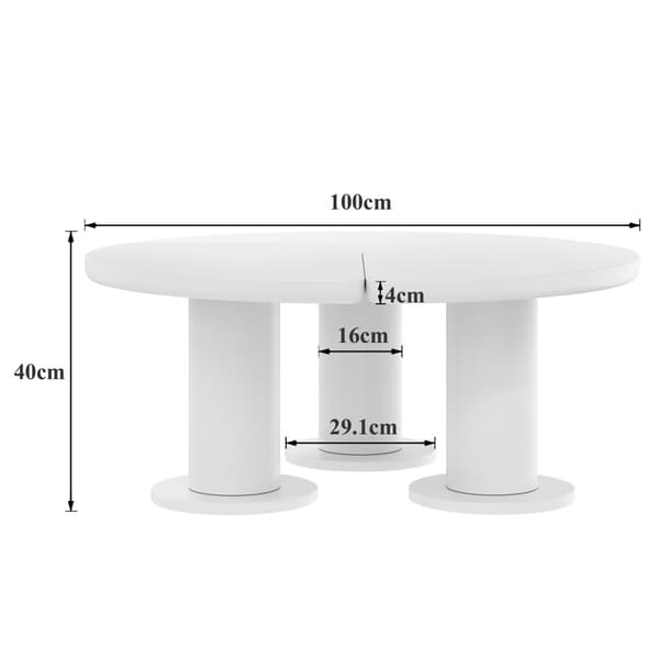 Runt soffbord Ø100 cm – 40 cm högt vardagsrumsbord i lackerad MDF med PVC-ben – Modernt och stilrent