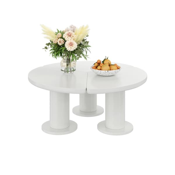 Runt soffbord Ø100 cm – 40 cm högt vardagsrumsbord i lackerad MDF med PVC-ben – Modernt och stilrent