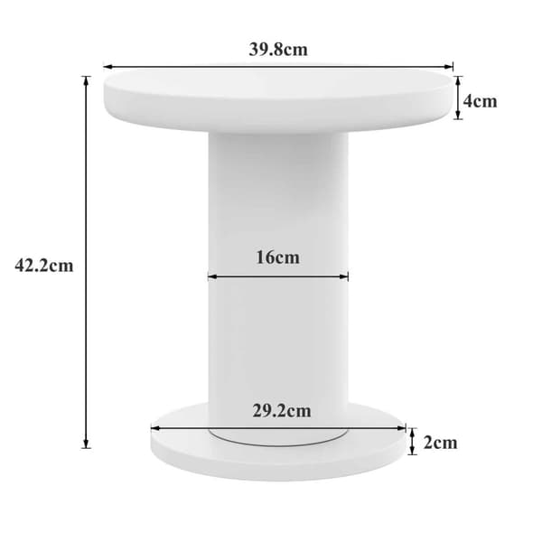 Rundt sofabordssæt i hvid MDF – 100 cm + 40 cm, lakeret bordplade og PVC-ben, sofabord i cremet stil, moderne design til stuen