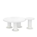 Miniatyrbillede 6 af 10: Rundt sofabordssæt i hvid MDF – 100 cm + 40 cm, lakeret bordplade og PVC-ben, sofabord i cremet stil, moderne design til stuen