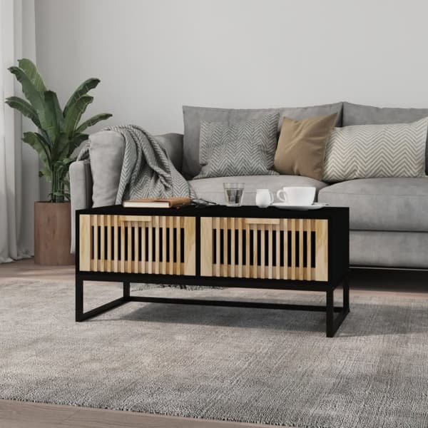 Soffbord svart 80x40x35 cm konstruerat trä och järn