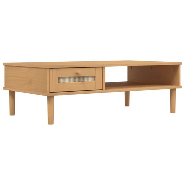 Soffbord SENJA rottinglook brun 100x55x33 cm massivt trä