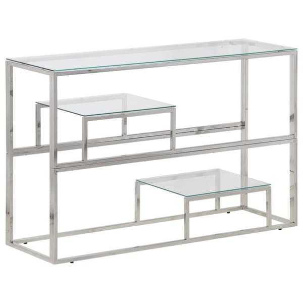 Konsolbord silver rostfritt stål och härdat glas