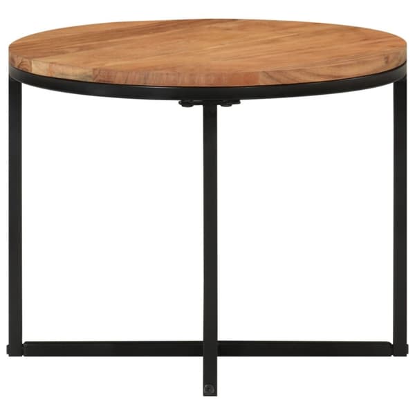 Soffbord 45x45x35 cm massivt akaciaträ och järn