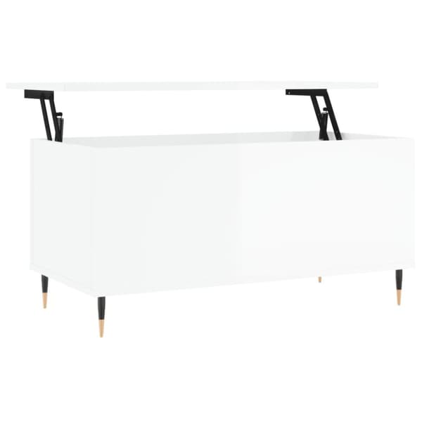 Soffbord vit högglans 90x44,5x45 cm konstruerat trä