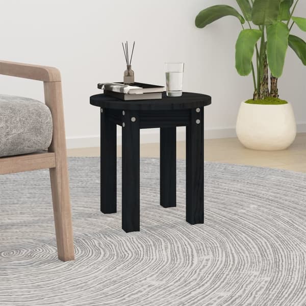 Soffbord svart Ø 35x35 cm massiv furu