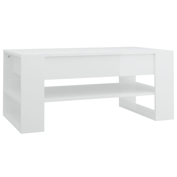 Soffbord vit högglans 102x55x45 cm konstruerat trä
