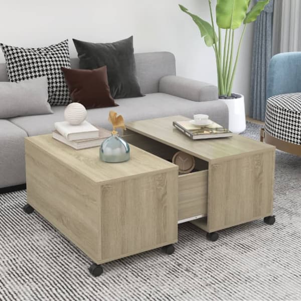 Soffbord sonoma-ek 75x75x38 cm konstruerat trä