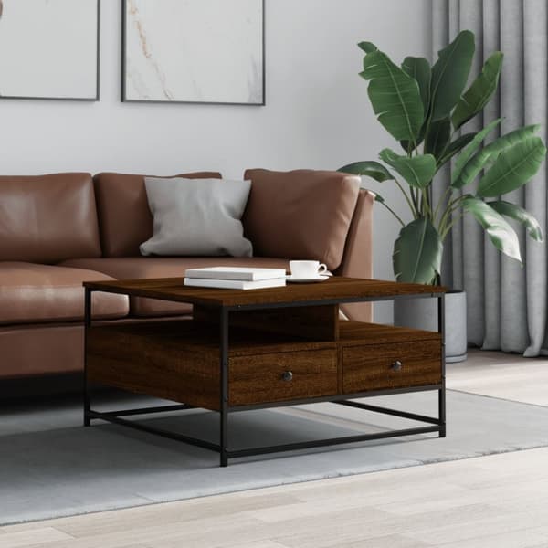 Soffbord brun ek 80x80x45 cm konstruerat trä