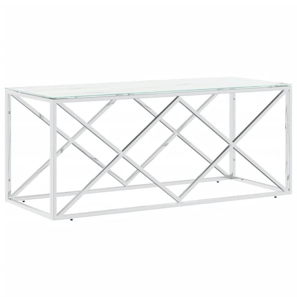 Soffbord 110x45x45 cm rostfritt stål och glas