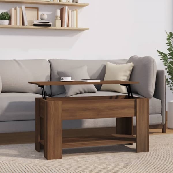 Soffbord brun ek 101x49x52 cm konstruerat trä