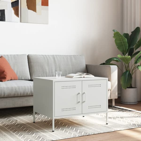 Soffbord vit 68x50x50,5 cm stål