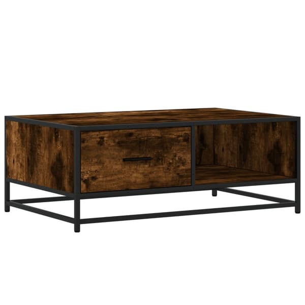 Soffbord rökfärgad ek 90x57x35 cm konstruerat trä och metall