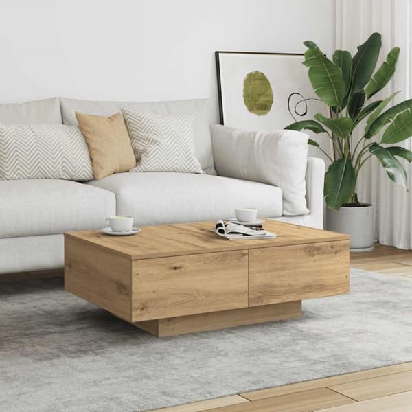 Soffbord artisan ek 90x60x31 cm konstruerat trä