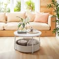 Miniatyrbillede 1 af 7: Sofabord - med kurv - Mat White - Camel Brown Textile