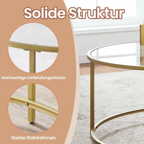 Sofabord - Rund - med glasplade
