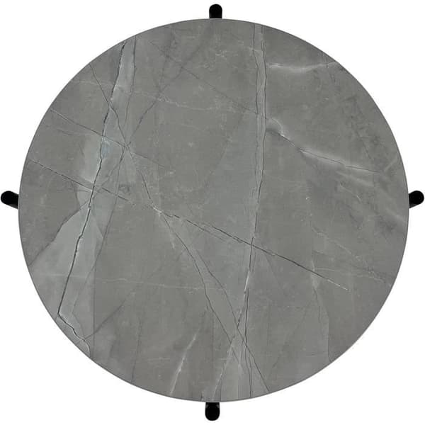 Bordsskiva Jonas, Rund, i träderivat med melaminbeläggning, Marmorutseende, Metallstruktur, Svart, diameter 60 x