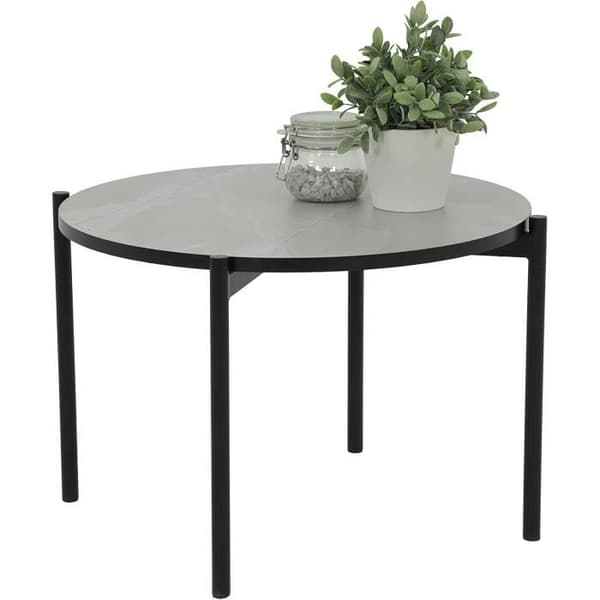 Bordsskiva Jonas, Rund, i träderivat med melaminbeläggning, Marmorutseende, Metallstruktur, Svart, diameter 60 x