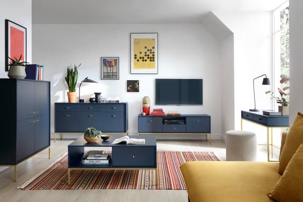FURNLUX SOFFBORD MONO MARINBLÅTT & GULD 104CM