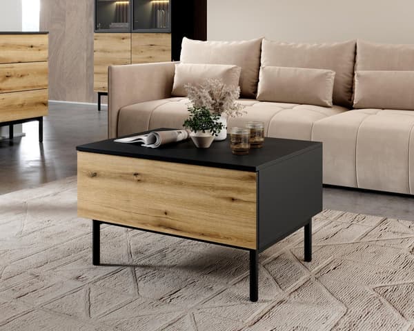 FURNLUX SOFABORD LANG EG & SORT 80CM