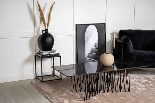 FURNLUX SOHVAPÖYTÄ KIVI MARMORI MUSTA & MUSTA 140CM