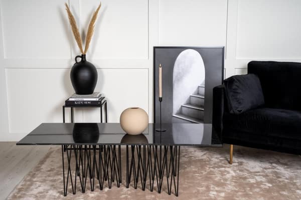 FURNLUX SOHVAPÖYTÄ KIVI MARMORI MUSTA & MUSTA 140CM
