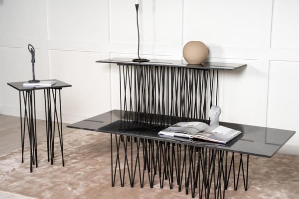 FURNLUX SOHVAPÖYTÄ KIVI MARMORI MUSTA & MUSTA 140CM