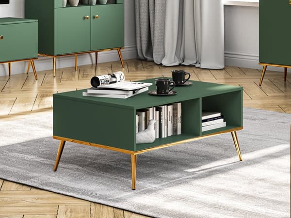 FURNLUX SOFFBORD FORT GRÖNT & GULD 90CM