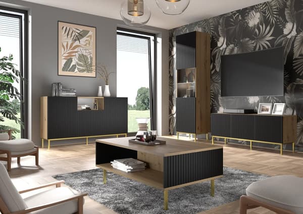 FURNLUX SOFFBORD RAVENNA B BEIGE & SVART & GULD 90CM
