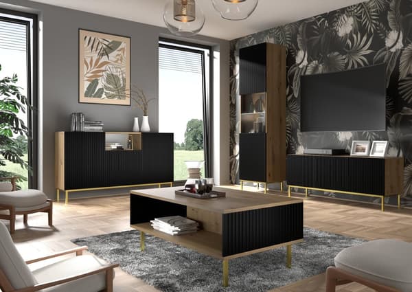 FURNLUX SOFFBORD RAVENNA B BEIGE & SVART & GULD 90CM