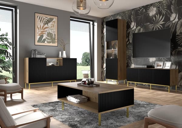 FURNLUX SOFFBORD RAVENNA B BEIGE & SVART & GULD 90CM