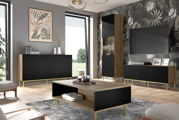 FURNLUX SOFFBORD RAVENNA B BEIGE & SVART & GULD 90CM