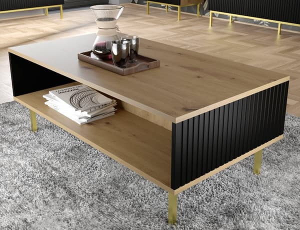 FURNLUX SOFFBORD RAVENNA B BEIGE & SVART & GULD 90CM
