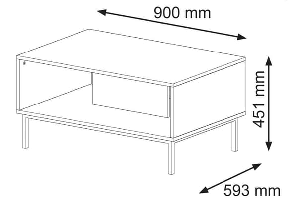 FURNLUX SOFFBORD RAVENNA B SVART & GULD 90CM