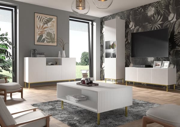 FURNLUX SOFFBORD RAVENNA B VIT & GULD 90CM
